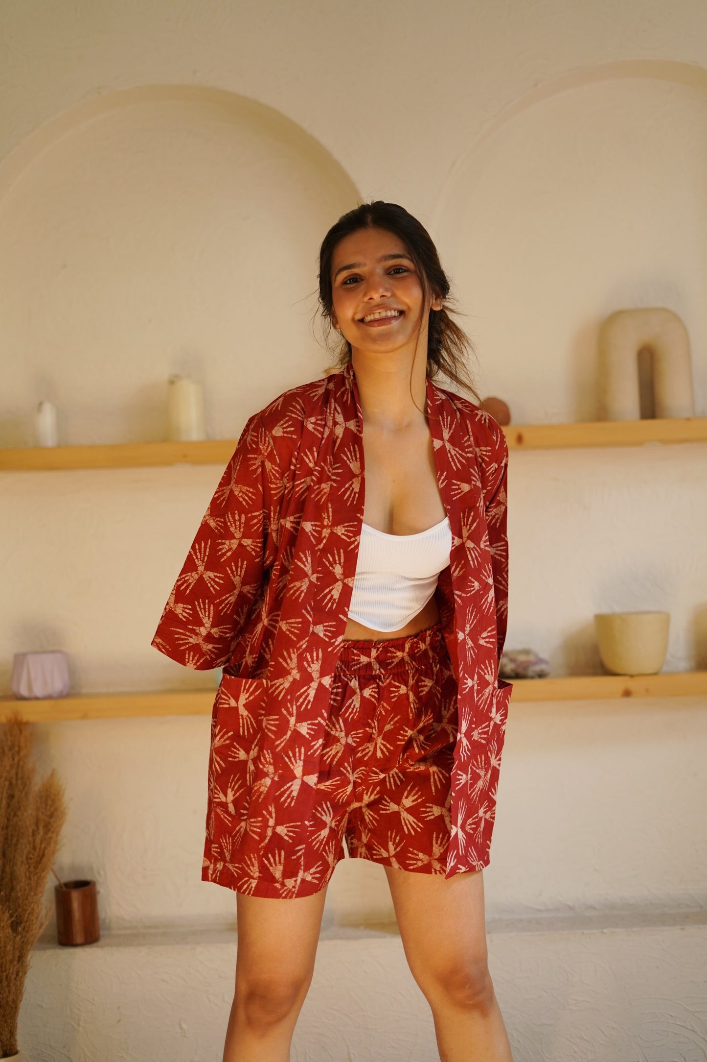 Crimson Shrug and Shorts Set