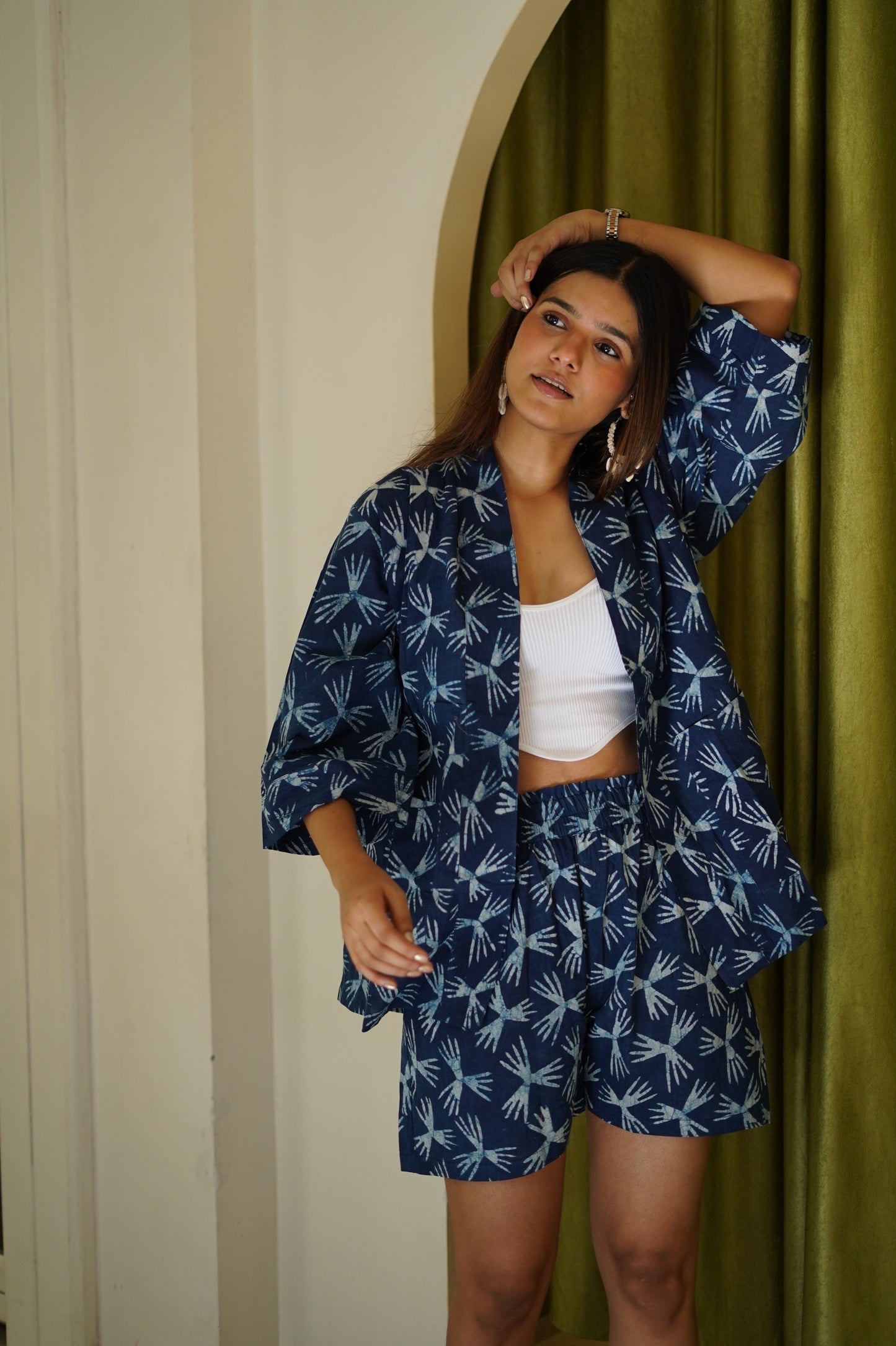 Navy Shrug and Shorts Set