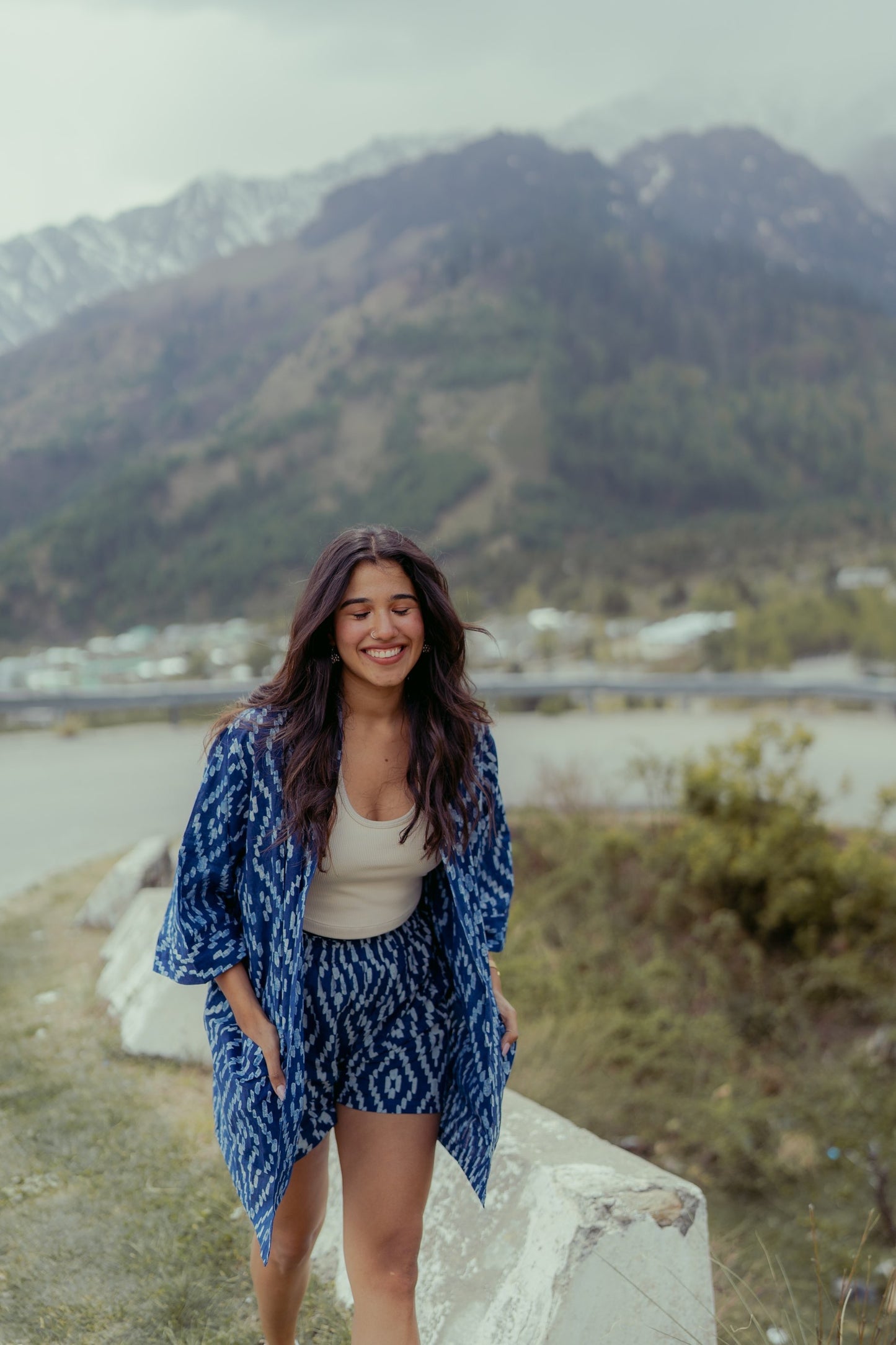 Indigo Shrug and Shorts Set