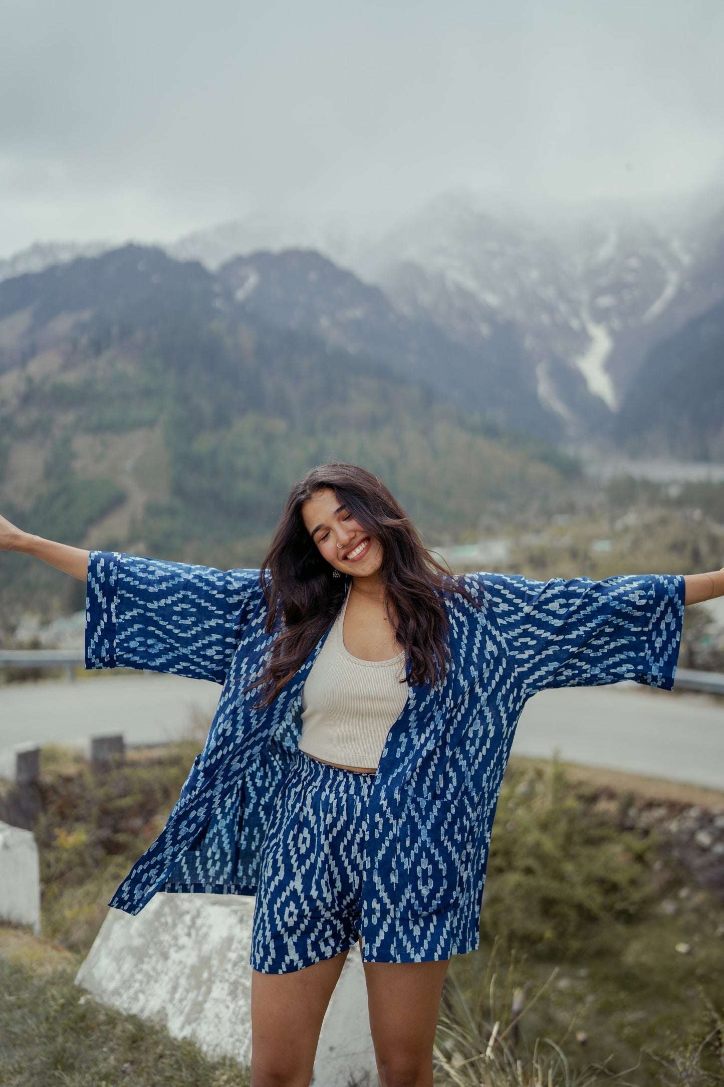Indigo Shrug and Shorts Set