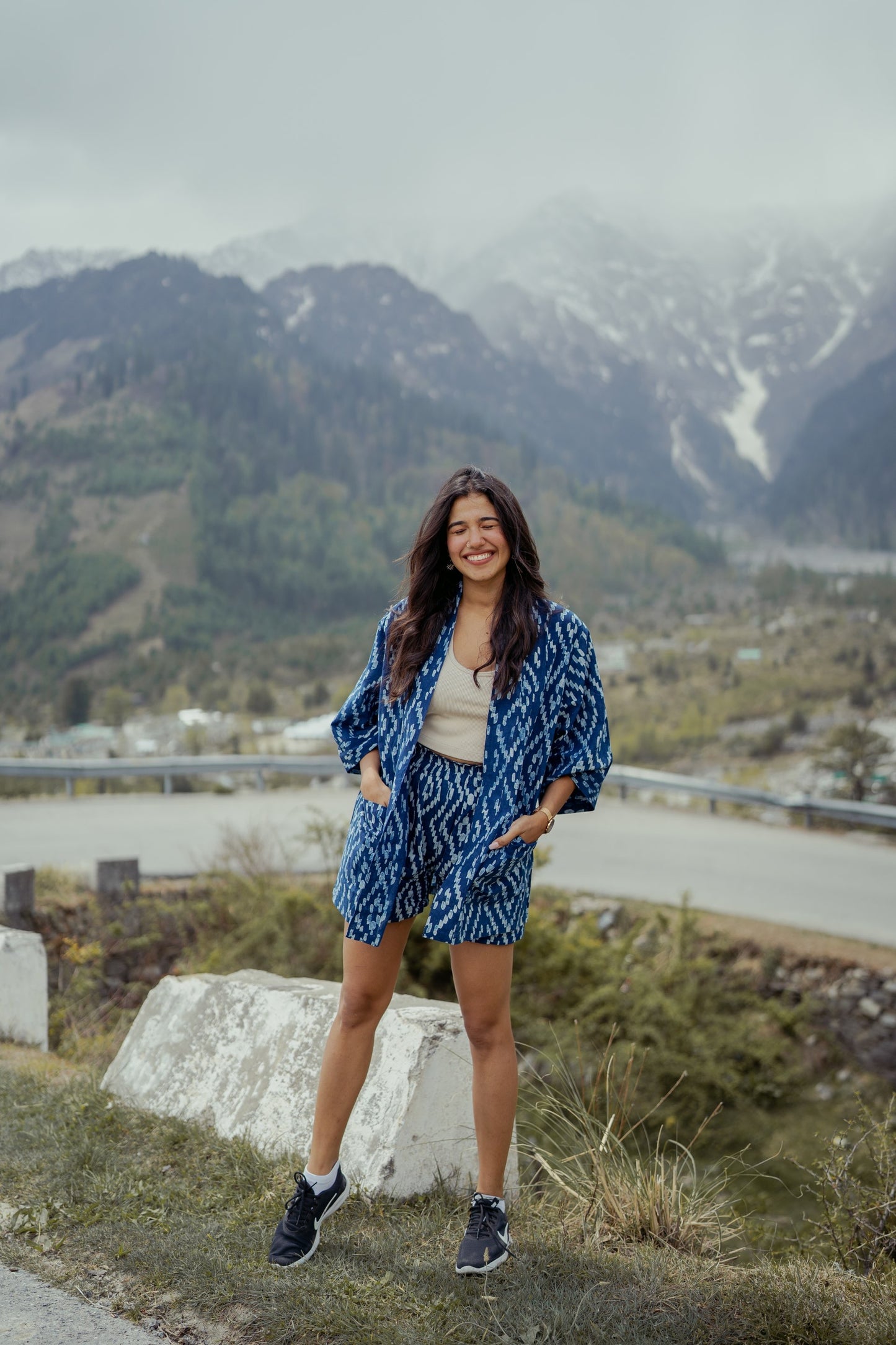 Indigo Shrug and Shorts Set