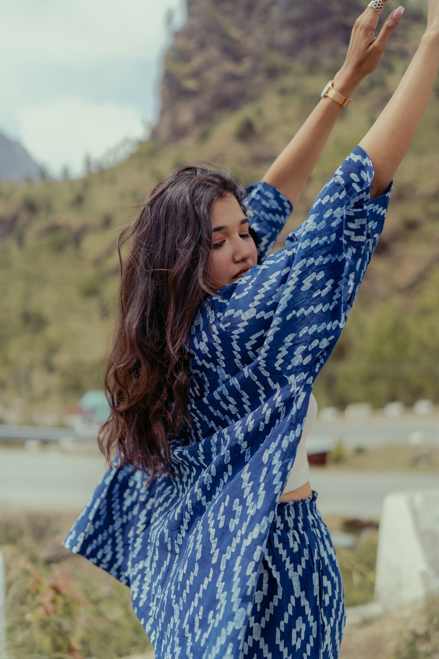 Indigo Shrug and Shorts Set