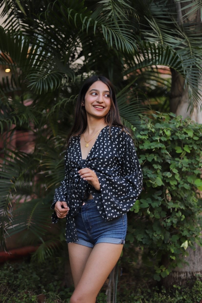 Black Stone Wrap Top