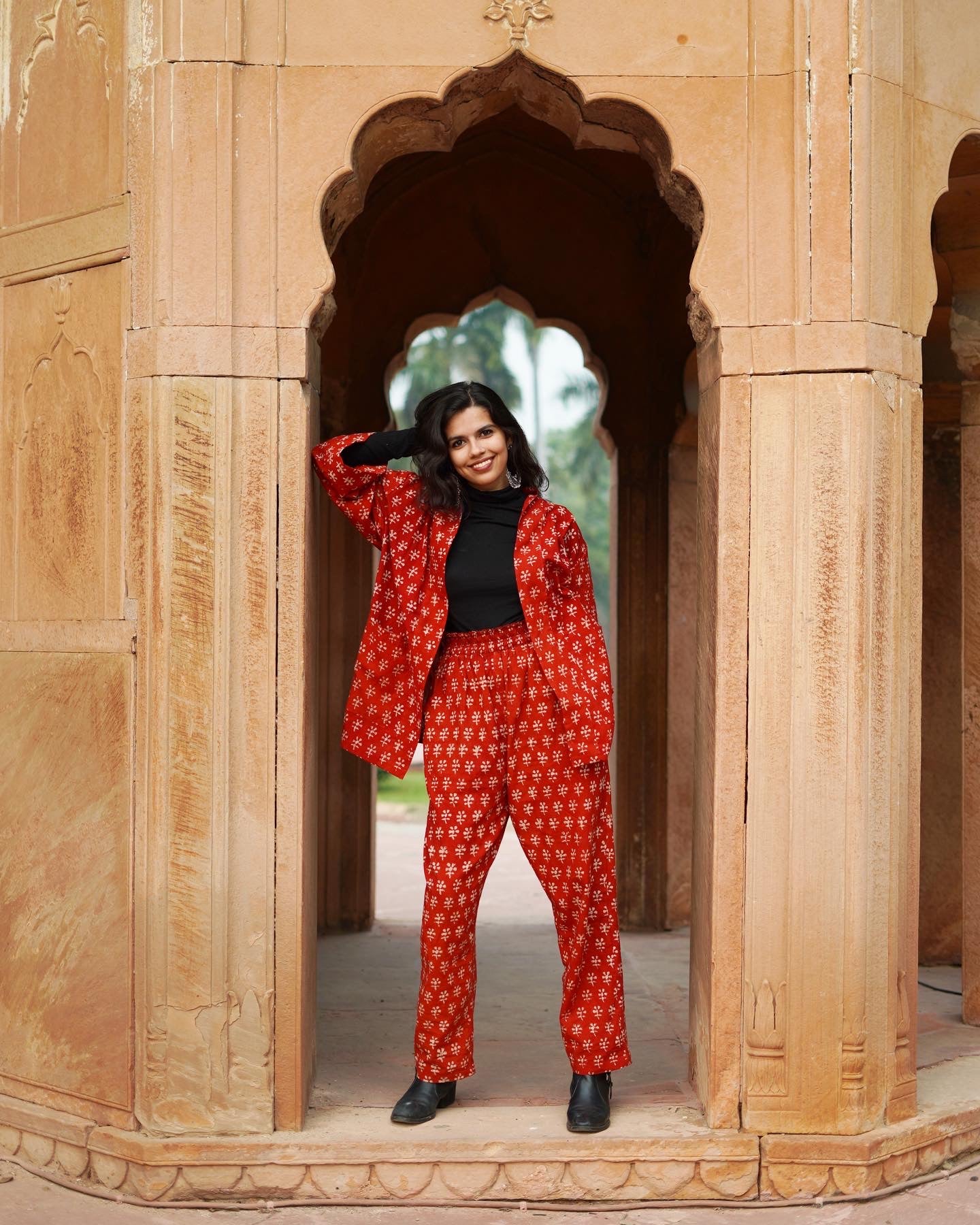 Brick Shrug And Comfy Pants Set