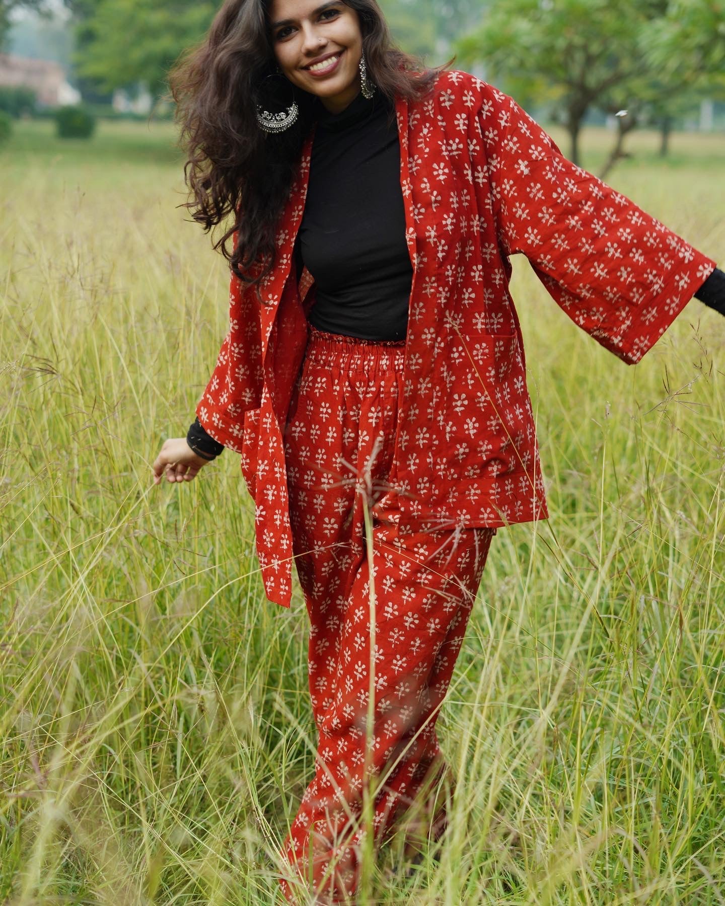 Brick Shrug And Comfy Pants Set