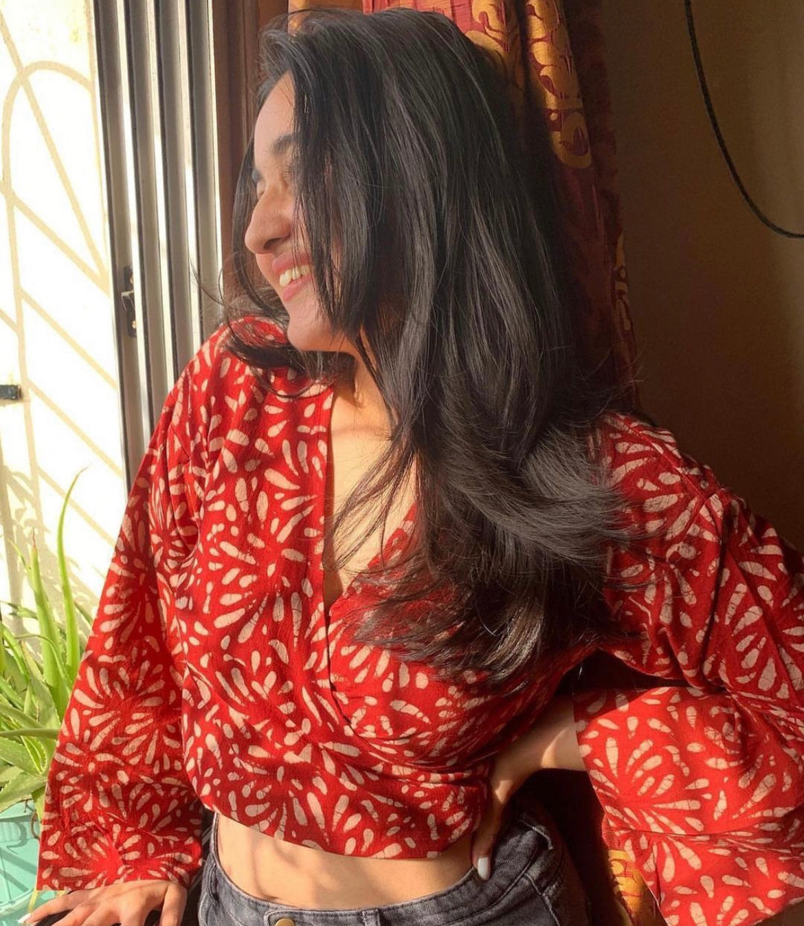Red Rose Wrap Top