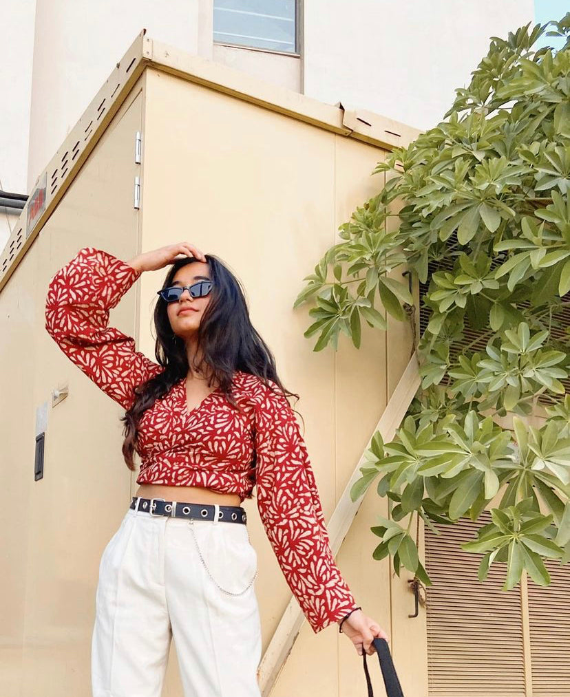 Red Rose Wrap Top