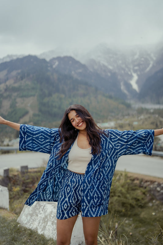 Indigo Shrug and Shorts Set
