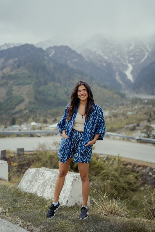 Indigo Shrug and Shorts Set