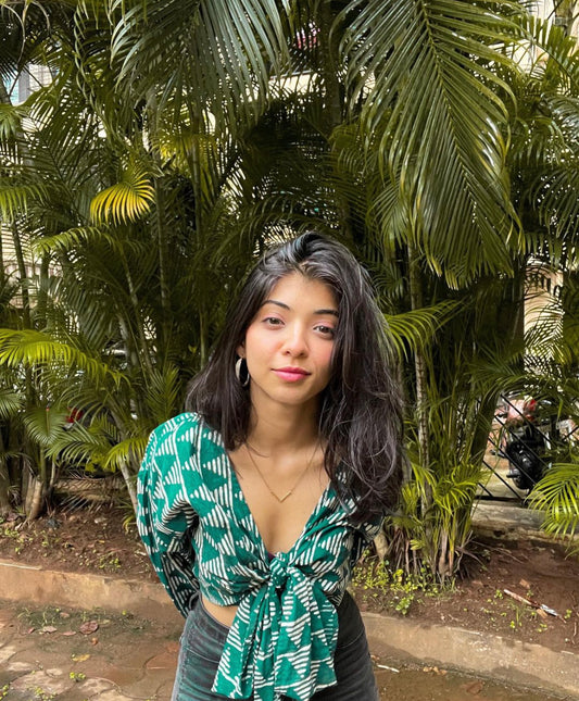 Forest Green Wrap Top